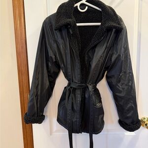 Express Black Teddy bomber Jacket with Sherpa Trim vintage express world brand L